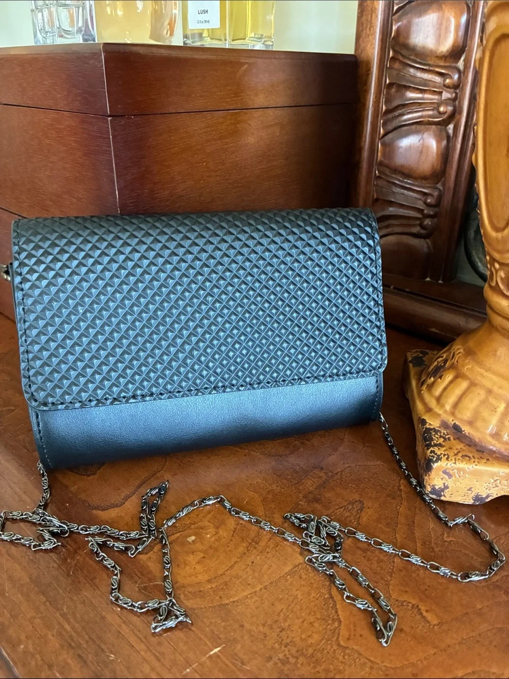 Neiman Marcus Black Chain Clutch